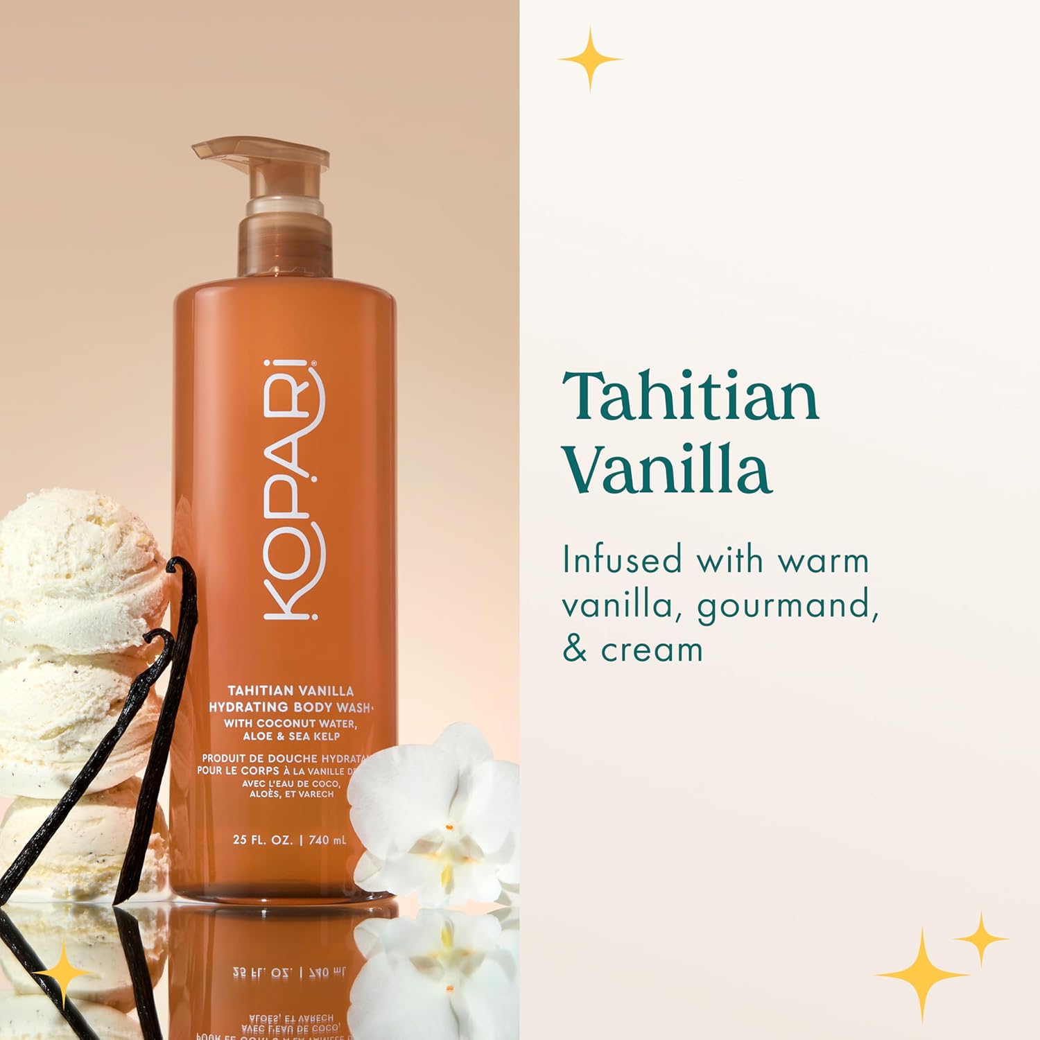 Kopari Jumbo Tahitian Vanilla Hydrating Body Wash | 25 oz Gel-Based Body Cleanser with Coconut Water, Aloe & Sea Kelp | Rich Lather, Signature Coconut Milk Scent image 4 of 7 B0FYQM66WX