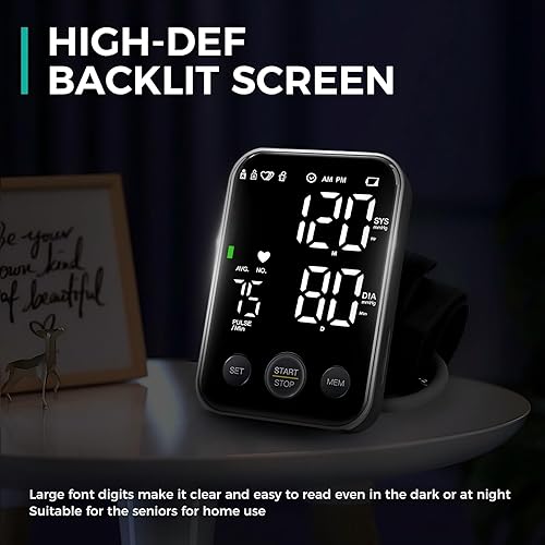 Miniatura 4 de Oklar Monitor de presión arterial, monitores de brazo superior para uso doméstico, máquina BP, esfigmomanómetro con memoria de lectura de 2 x 120,