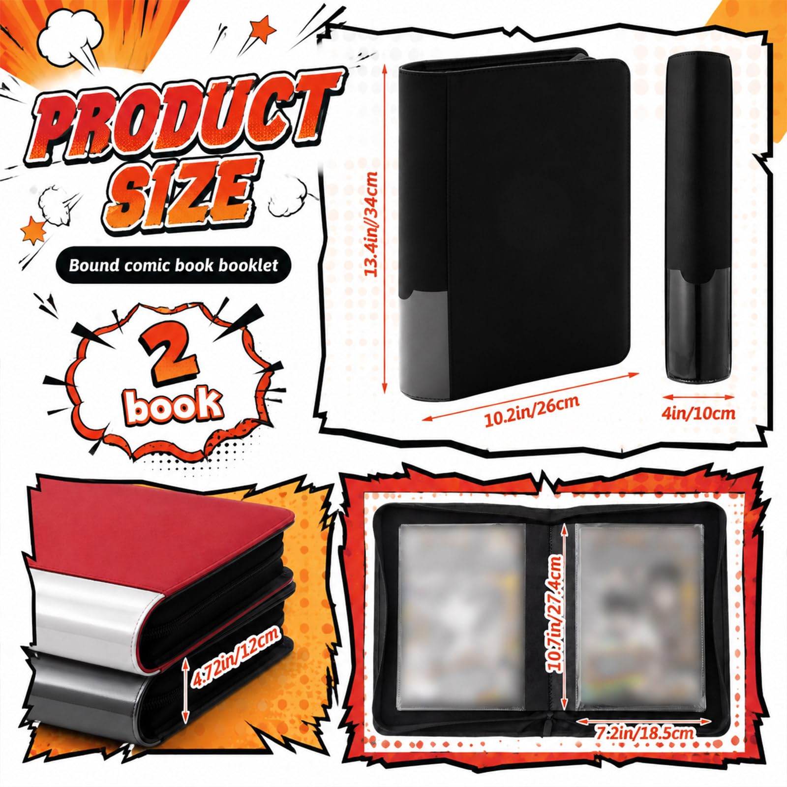 Zhehao Paquete de 2 carpetas de cómics, álbum de almacenamiento de piel sintética con 20 fundas de doble cara, capacidad para hasta cómics, organizador protector de exhibición y regalo para