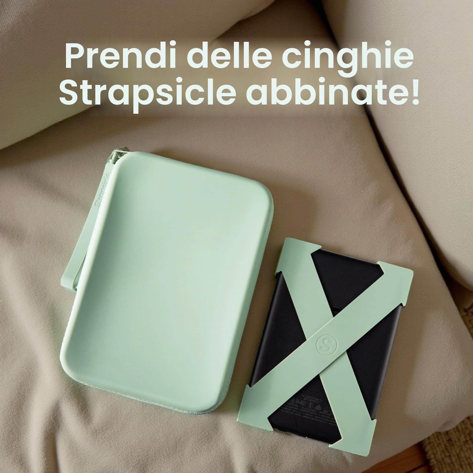 Strapsicle Silicone Pochette per Kindle e-reader, borsa multiuso per telefono, portafoglio e chiavi, adatta per Kindle 6", Kobos, Nook, Paperwhite 6", iPad Mini 6