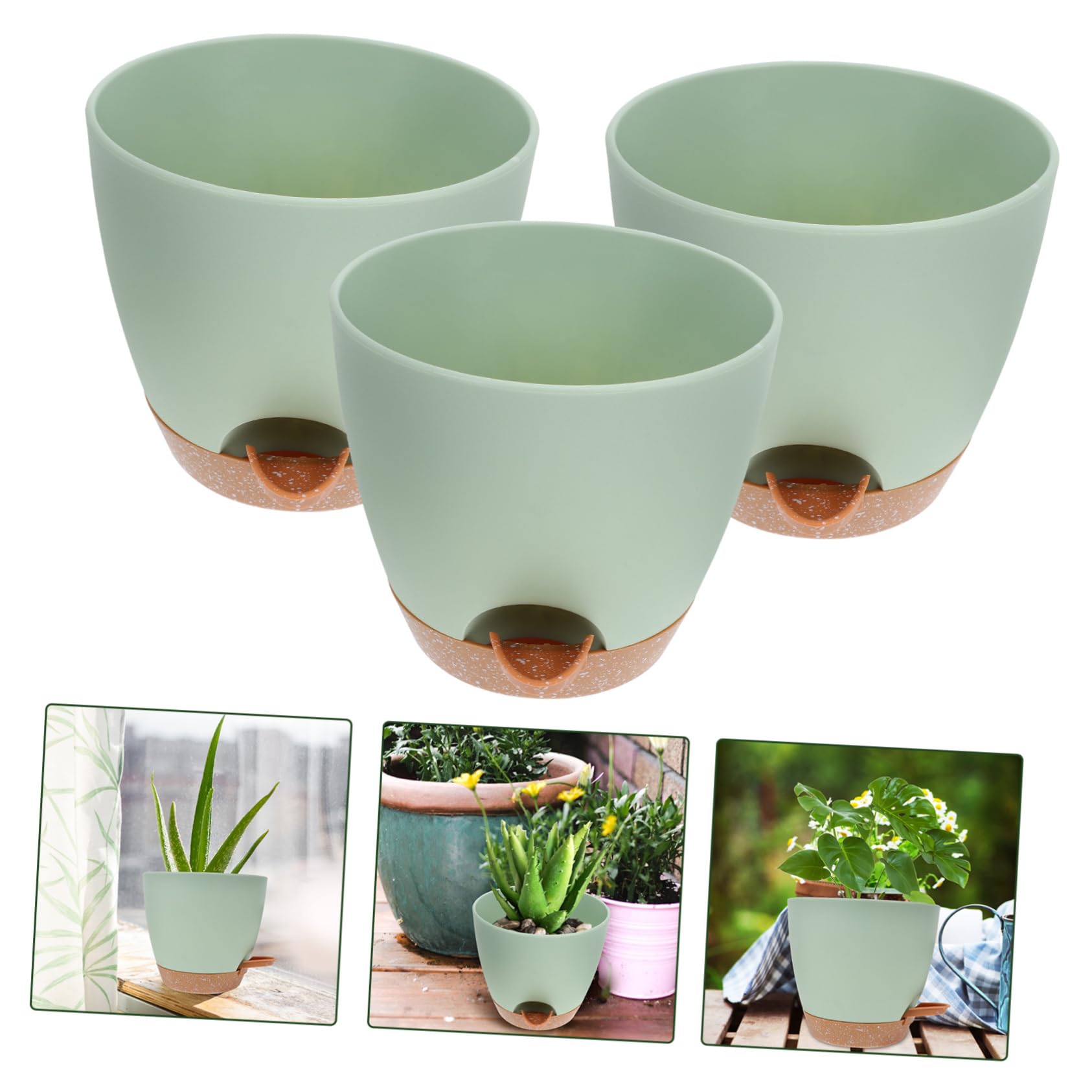 UKCOCO Pot de Fleurs à Arrosage Automatique 3 Pièces en Plastique
