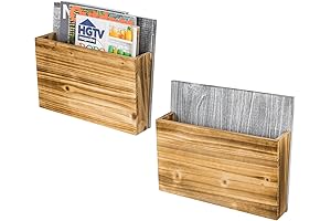 MyGift Gray and Burnt Wood Wall Mounted File Holder