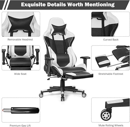 Miniatura 4 de Giantex - Silla para juegos de masaje, espalda alta ajustable con soporte lumbar para masajeador de salud, esponja de memoria gruesa con asiento