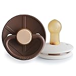 FRIGG Little Viking Natural Rubber Baby Pacifier 2-Pack | Made in Denmark | BPA-Free (Cocoa/Cream, 0-6 Months)