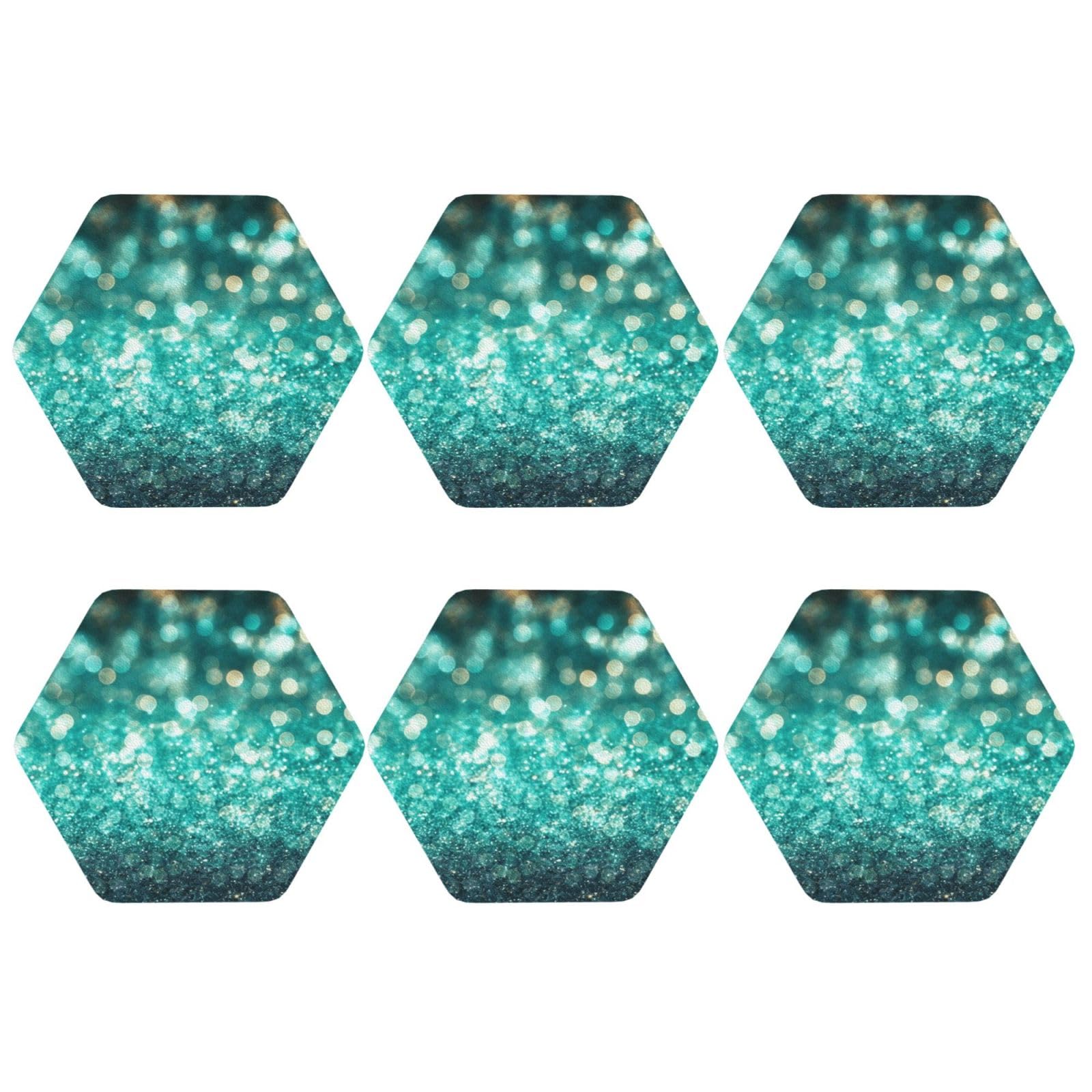 6pcs Leather Coasters for Drinks, Sparkling Drink Coasters for Tabletop Protection, 4" Cup Coasters for Coffee Table Decor, Non-Slip Drinking Cup Mat for Hot Or Cold Drink