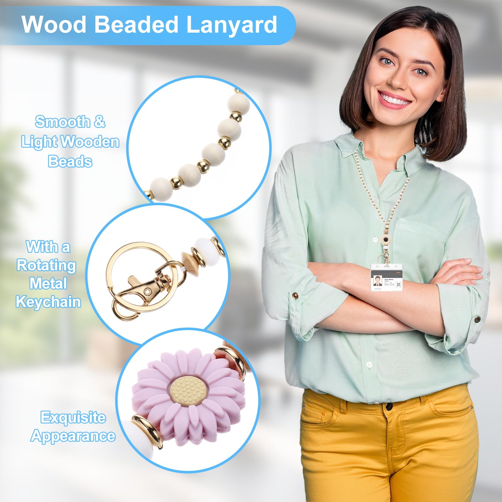 PATIKIL 80cm/31.5Inch Wood Beaded Lanyard - Image 3