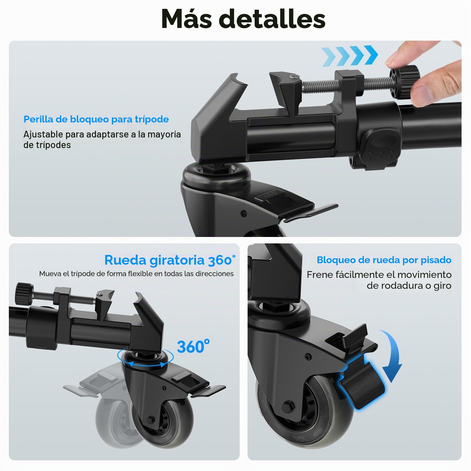 SIRUI Universal Photography Tripod Dolly con Ruedas de Goma de 7,6cm, Servicio Pesado con Patas Ajustables y Bolsa de Transporte, Capacidad de Carga de 33lb - AM-DF02