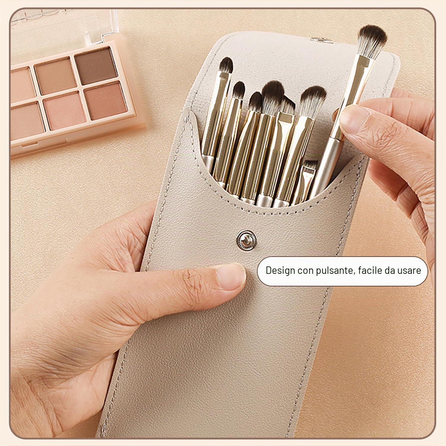 8 Pezzi Pennelli per Occhi, Pennelli Make Up Set, Pennelli Trucco con Trousse in Pelle PU, Pennello per Ombretto, Pennello per Sopracciglia, Pennello per Eyeliner, Pennello per Sfumatura