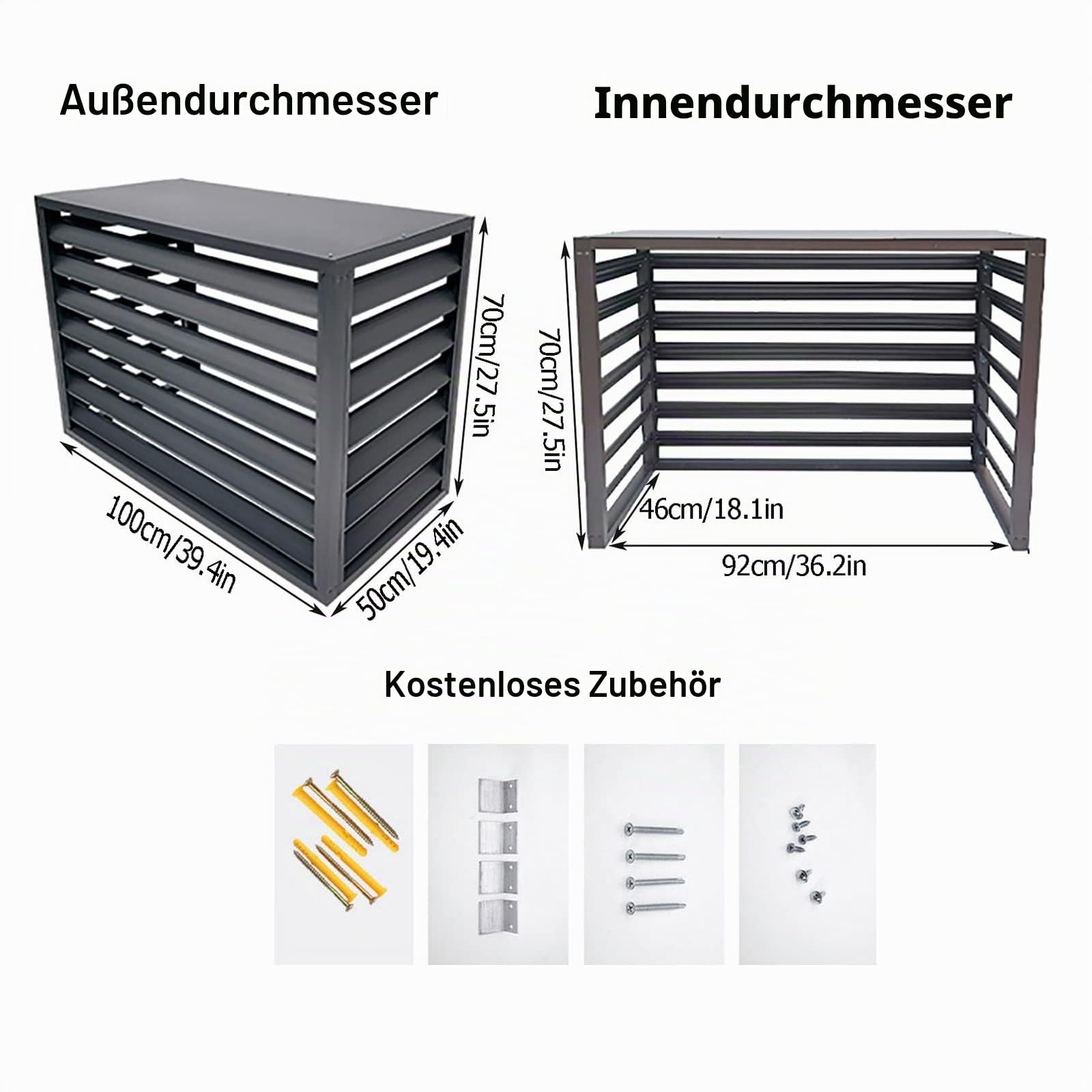 Klimaanlagen Abdeckung Aus Aluminium,Cover Schutzgitter Für Wärmepumpen,Abdeckung Klimaanlage Außengerät,Schutzgehäuse Aus Klimageräte Oder Wärmepumpe,Zum Verstecken Und Schutz Ihrer Klimaanlage (Col