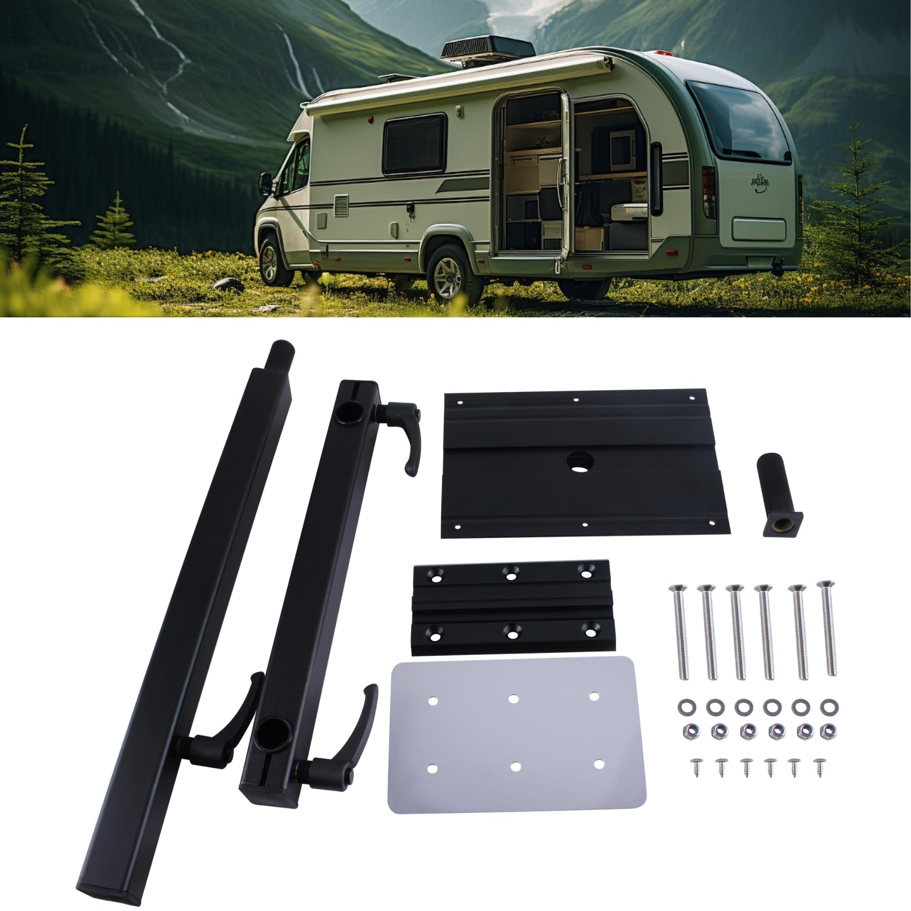 HWHongRV Draaibare tafelpoten waarmee het tafelblad kan worden gevouwen, 360 graden rotatie verwijderbare premium aluminiumlegering Rv-tafelpootbeugel voor camper voor caravans en jachten