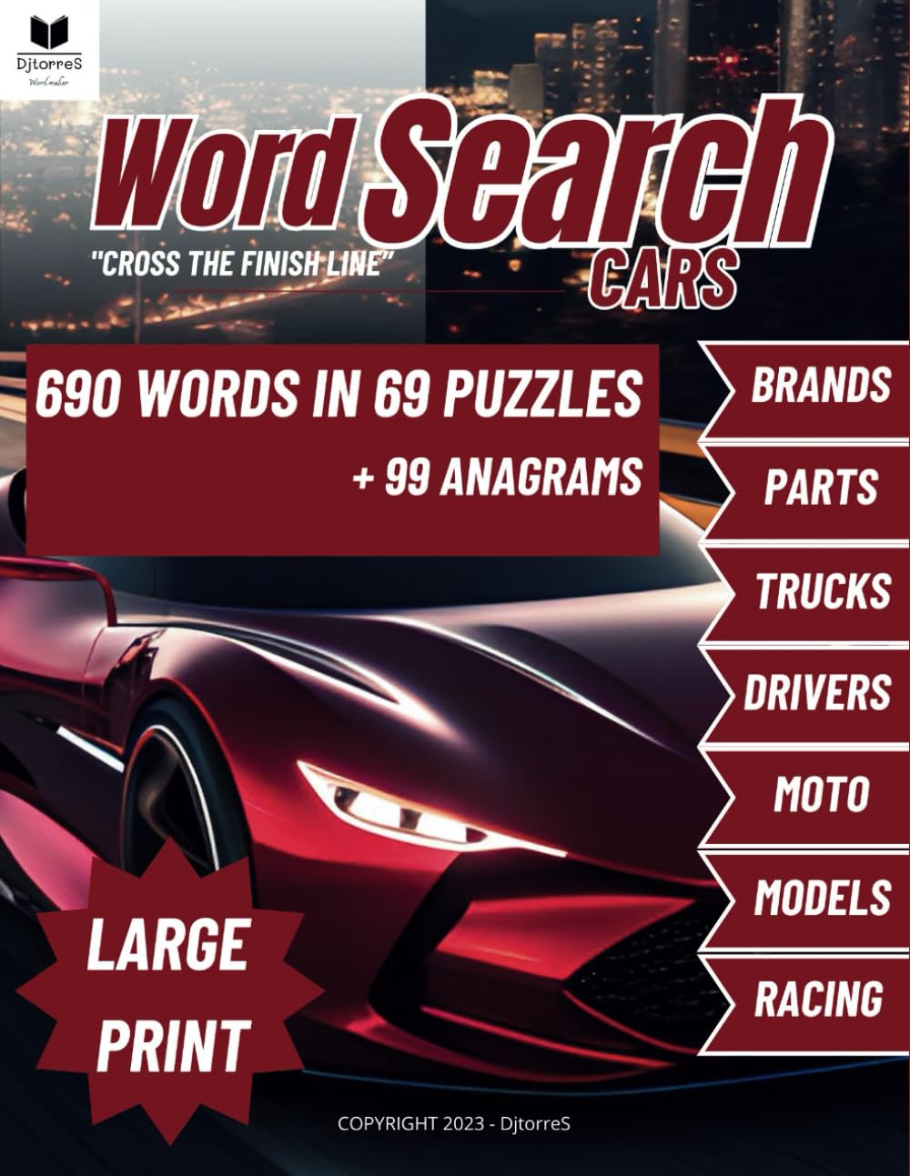 Word Search Cars: Cross the Finish Line