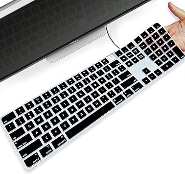 Silicone Keyboard Cover for 2021 New Model A2520 iMac Magic Keyboard with Touch ID with Numeric Keypad, Washable Dustproof iMac Magic Keyboard Skins Magic Keyboard Covers Black