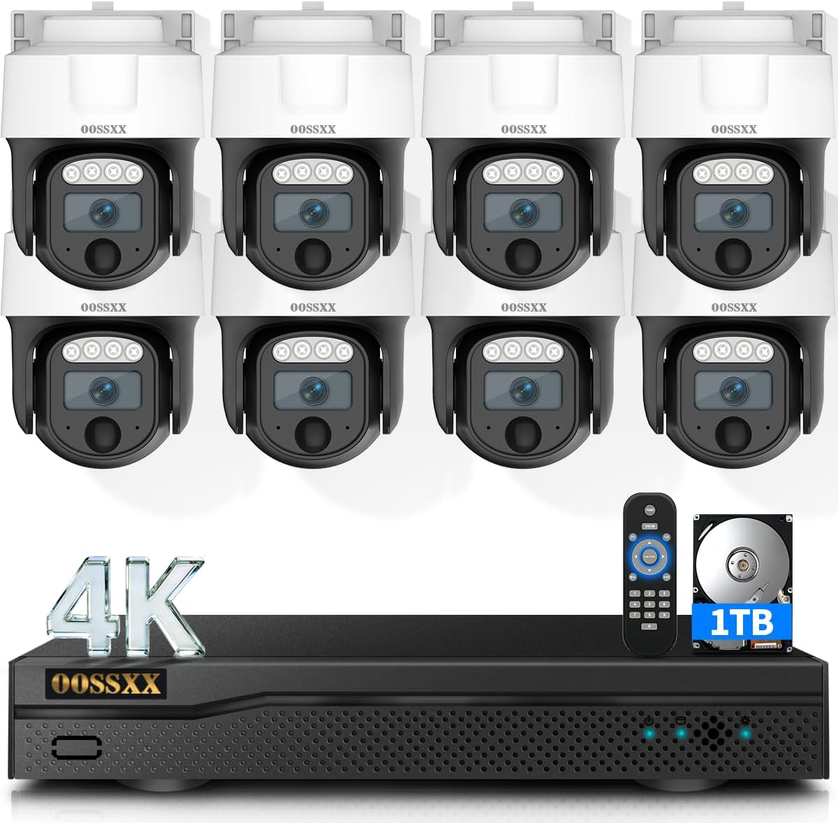 (4K PT Wide-Angle) Outdoor Wired Security Camera System Video Surveillance Cameras for Home Security Systems Camera DVR