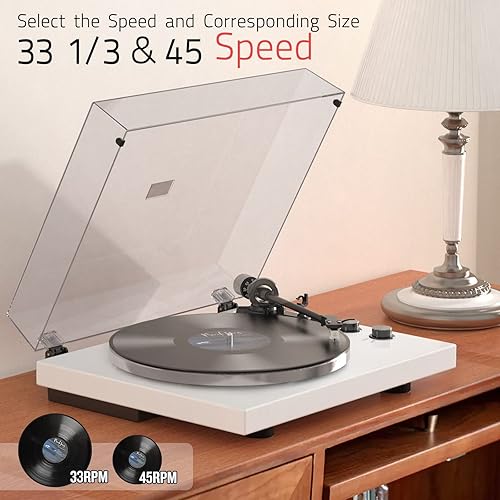 Miniatura 4 de Tocadiscos con salida inalámbrica, conectividad, reproductores de vinilos, transmisión por correa, 33 45 rpm, línea telefónica de velocidad, USB