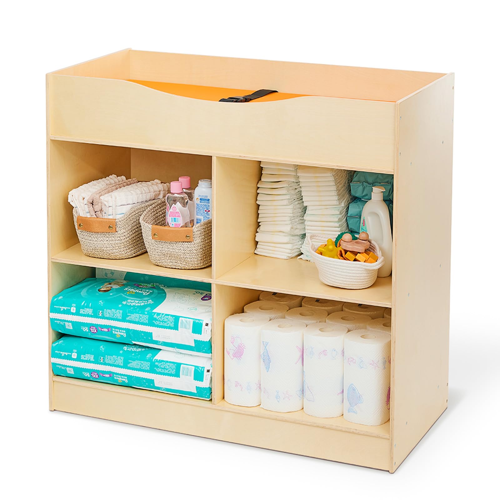 Boori 2 In 1 Baby Wood Diaper Changing Table With Wheels - Diaper Changing Table And Baby