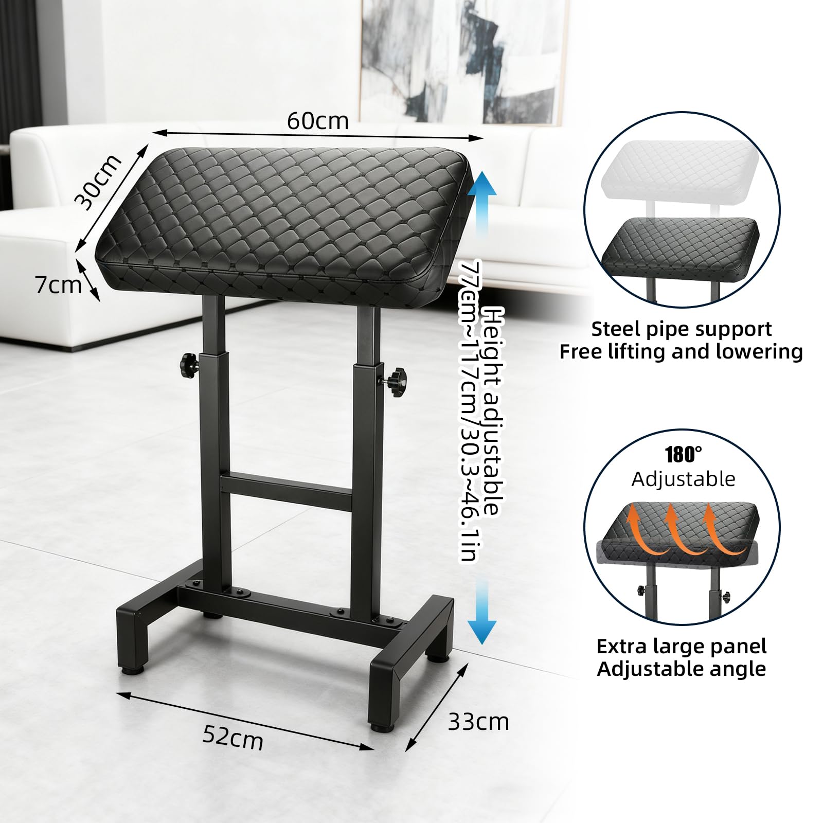 LIROPAU Tattoo Armrest Stand mit Tablett, Höhen und Neigungsverstellung | Tattoo-Armlehne mit rutschfester Unterseite für Studio- und Salon-Tattoos
