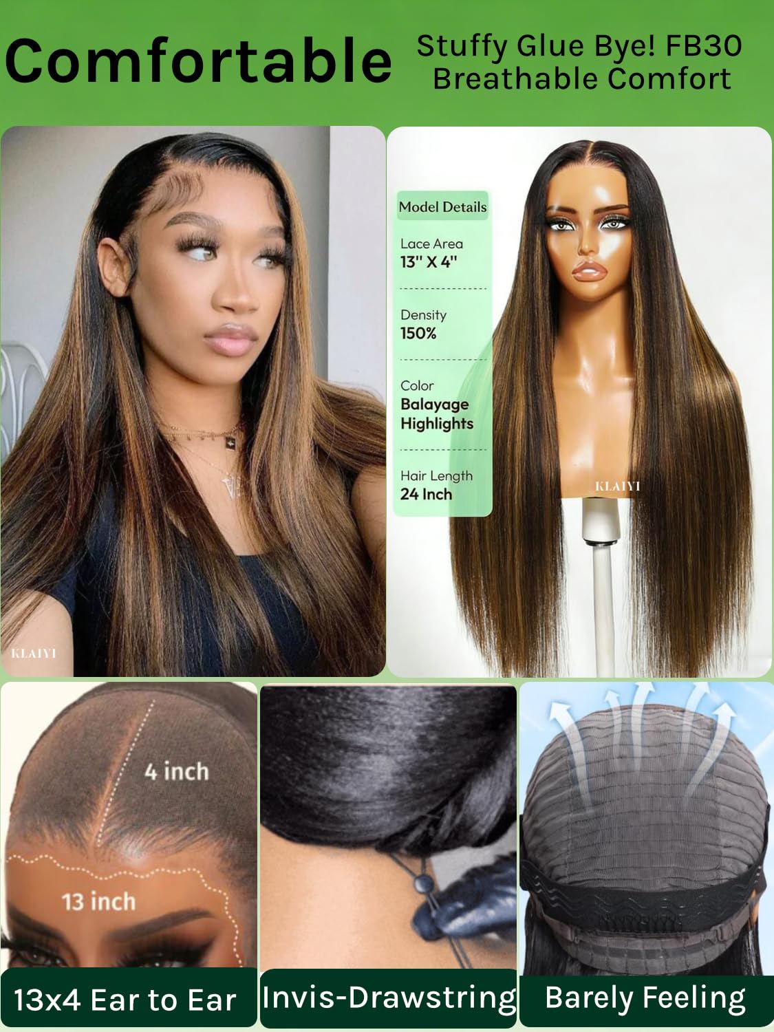 Amazon.com : KLAIYI Pre Everything™ Yaki Straight Glueless  display picture 1