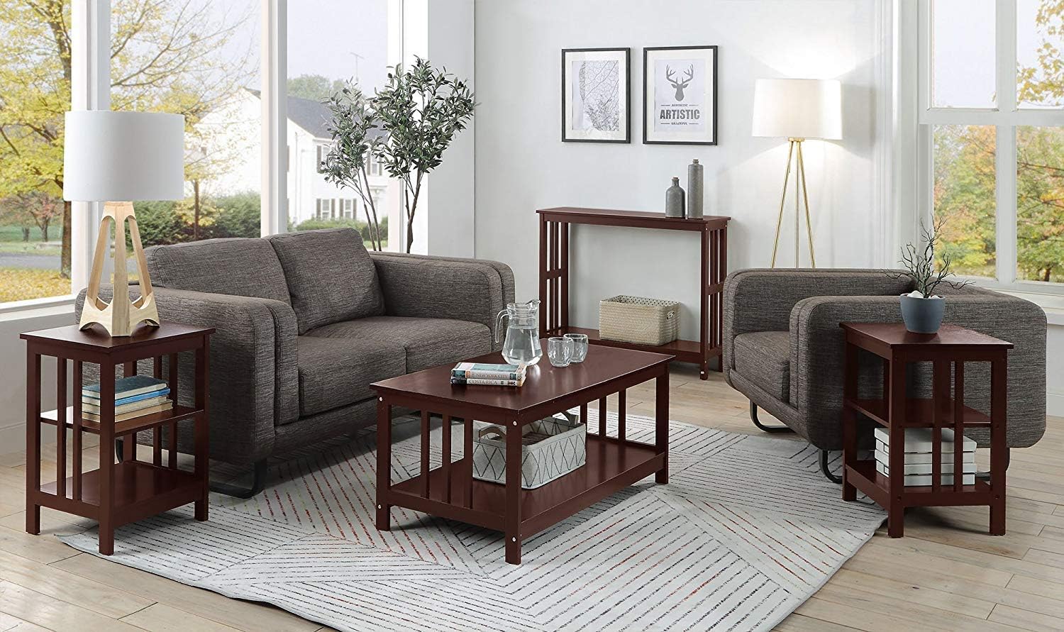 Espresso Mission Rectangular Coffee Table with Shelf