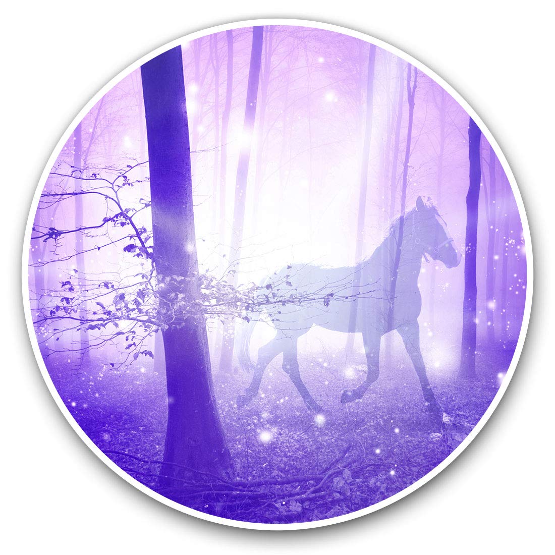 2 x 30cmVinyl Stickers - Magical Horse Purple Forest Decals for Car Van Luggage Scrap Book Fridge #3951