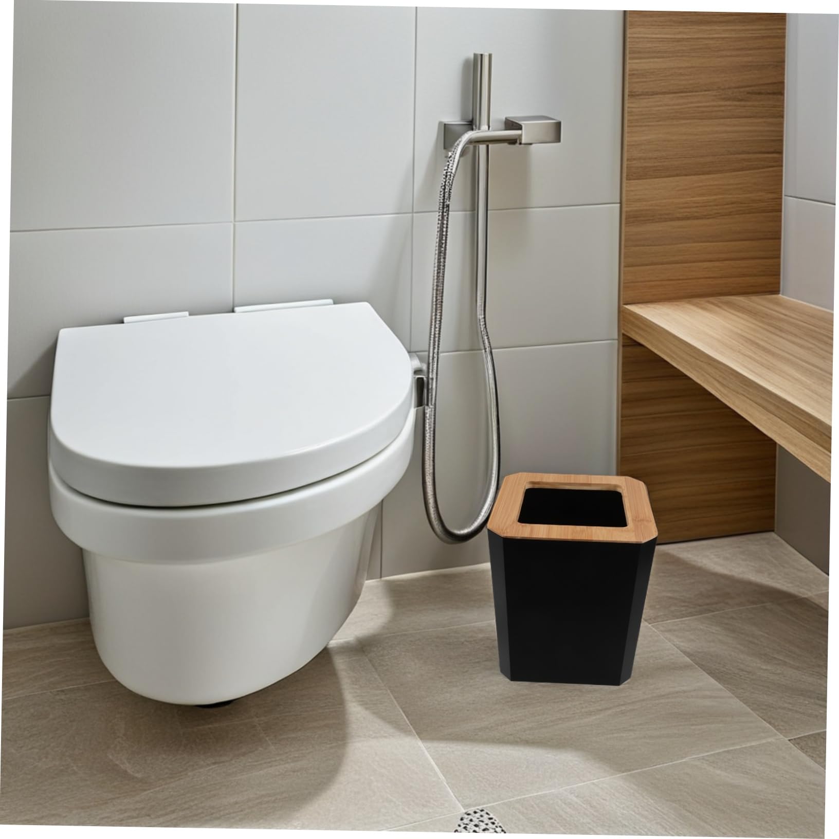 Baño de Bambú Set de Baño Incluye Vaso para Cepillo de Dientes Dispensador de Jabón Líquido de Casa o Hotel Juego Accesorios