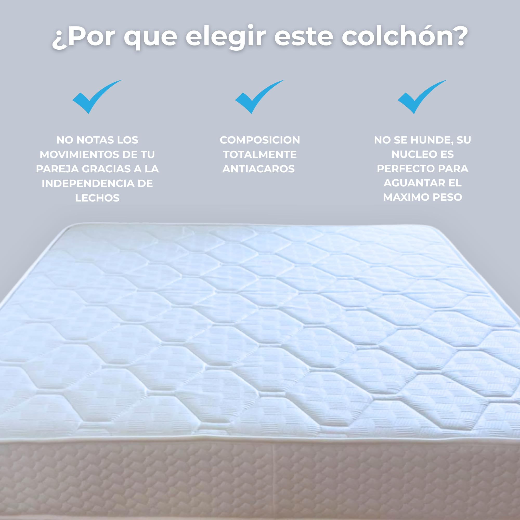 Colchón Viscoelástico | Multicapa | Grosor 24cm | Firmeza Media Alta | Dolores de Espalda | Doble Cara | Transpirable | Antiácaros (90x190, 24, Medio-Alto, Centímetros)