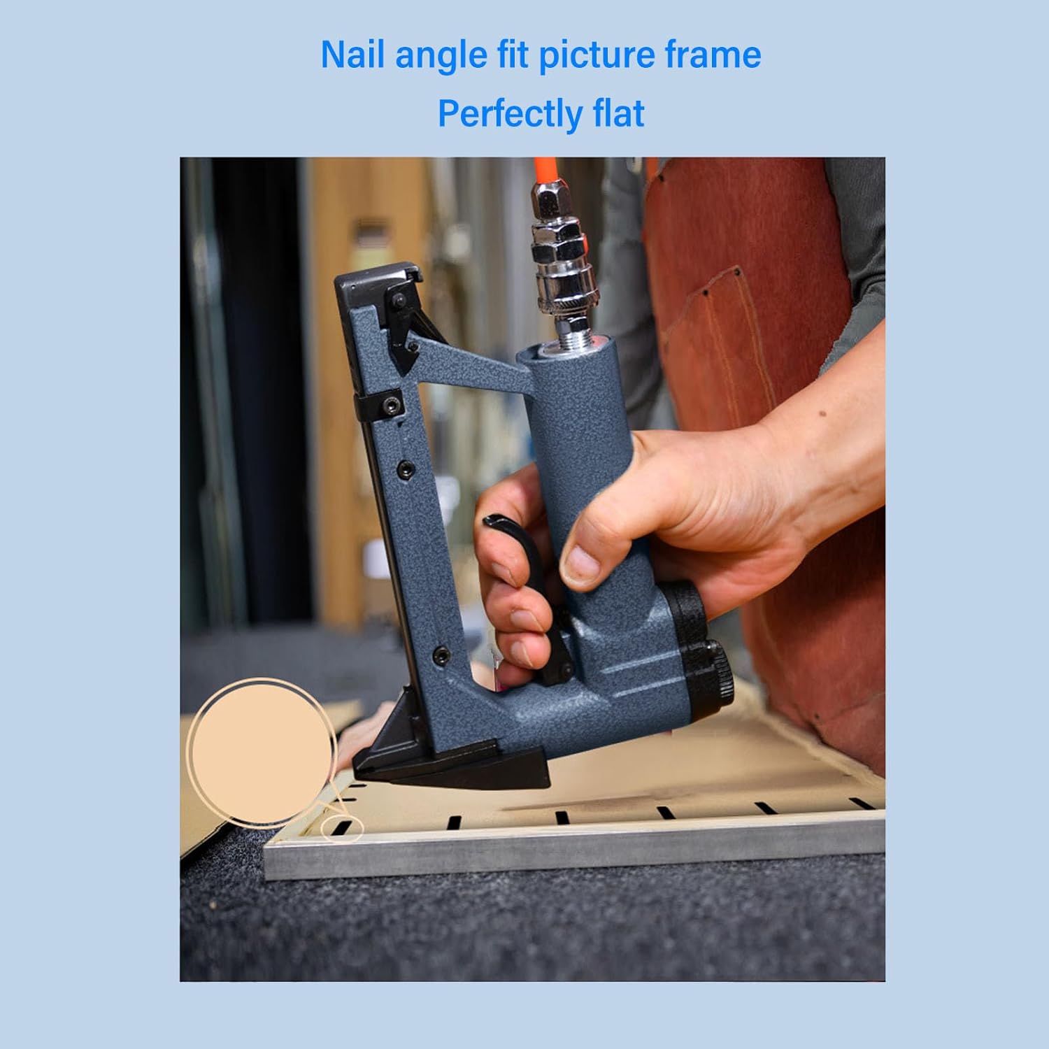 Nail Gun Cordless, Pneumatic Nailer Press Air Nail Gun, 300 Nails Capacity 0.4~0.8Mpa for Furniture Farming for Carpentry, DIY Project, Woodworking