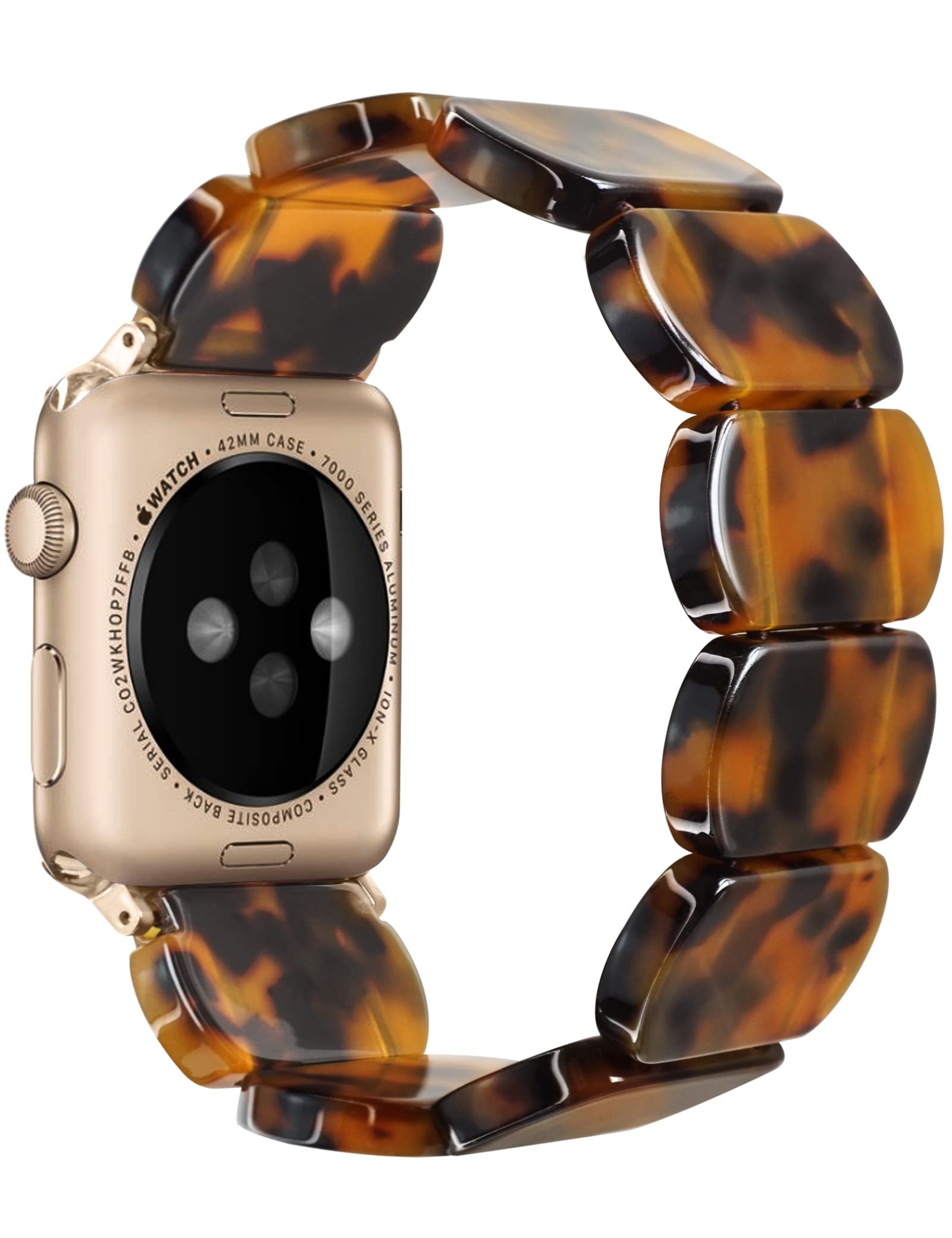 Heesch Bracelet de montre extensible en résine compatible avec Apple Watch, bracelet de montre mignon pour iWatch pour femmes, hommes et filles 38/40/41 mm, 42/44/45/46/49 mm, version ovale