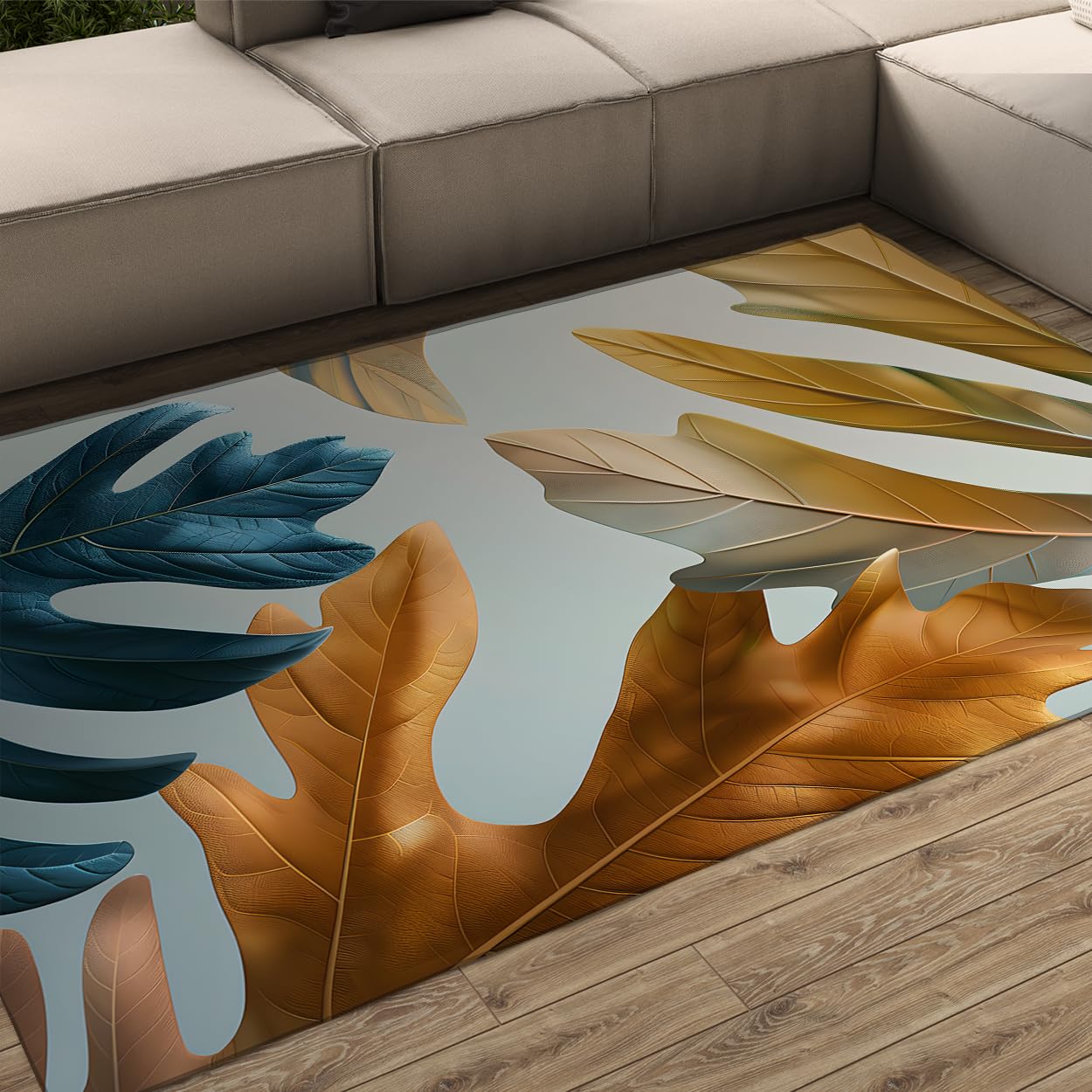 Tapis lavable 90x150cm antidérapant à poils courts pour salon et chambre