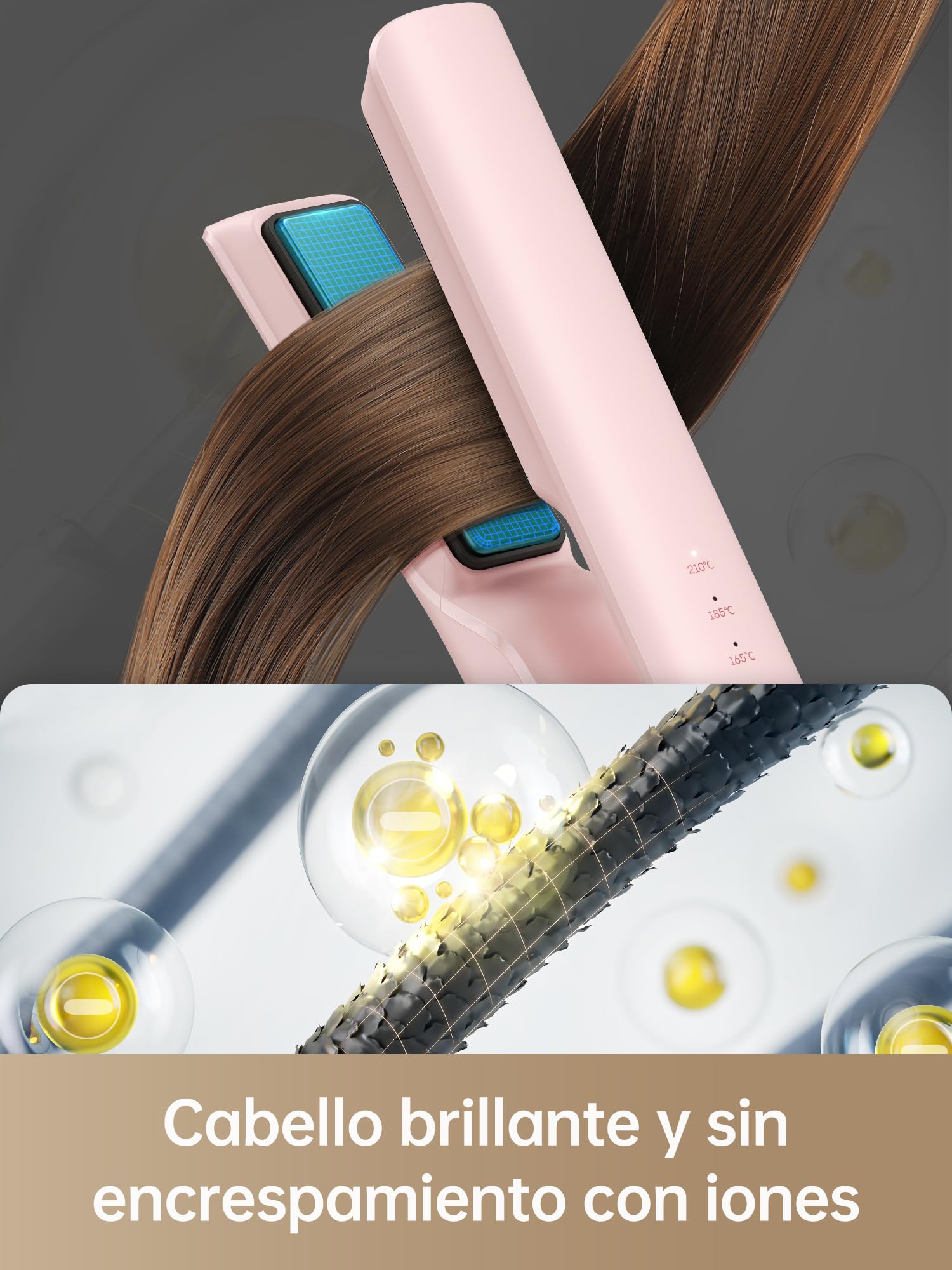 DREAME Hair Glamour Plancha de Pelo Inalámbrica con Batería 2 en 1 Rosa