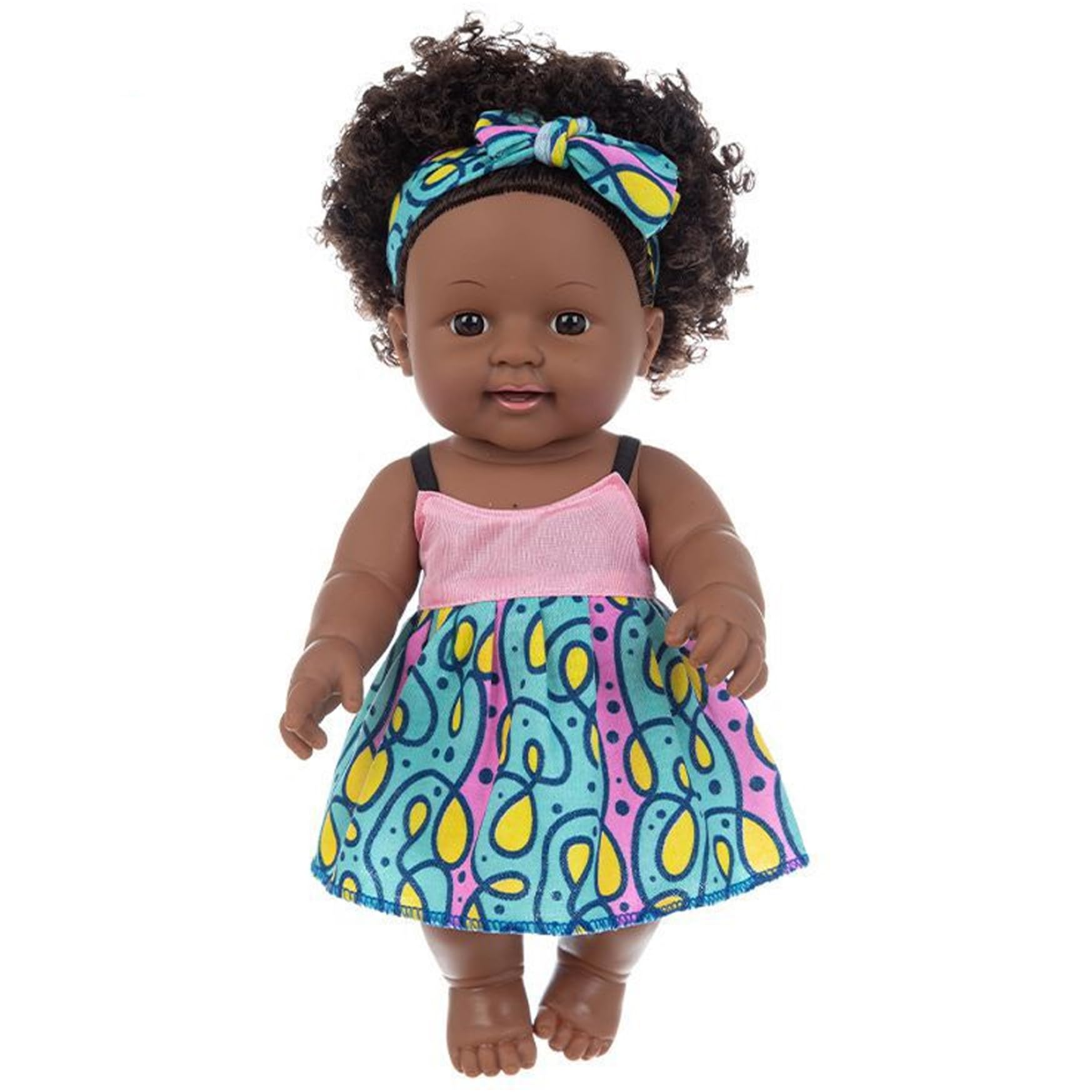 Joygoodta Black Baby Dolls, Black Baby Dolls 12'' Vinyl Soft & Safe Realistic Doll African Curls Reborn for Boys Girls, Style 1