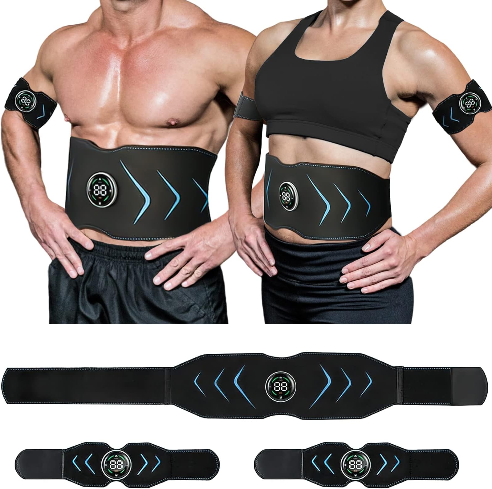 ABS Stimulator, Ab Machine, Abdominal Toning Belt Muscle Toner Fitness Training Gear Ab Trainer Equipment for Home……, Black