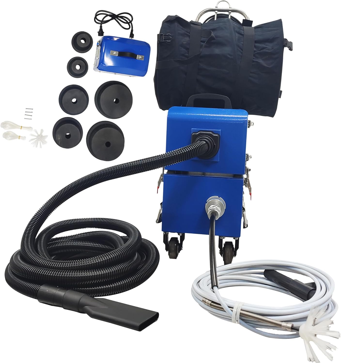 Air Pipe Cleaning Machine 220V Air Duct Vacuuming Cleaner for 2-7.9" Pipe Range Sweeping and Vacuum Suction Integrated Device 0-1400r/min Adjustable Speed with Transformer