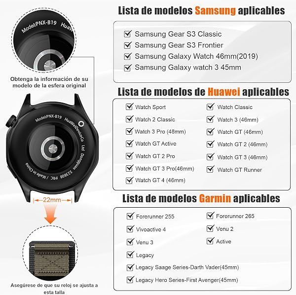 NotoCity Correa para Huawei Watch GT2/3/4/5/Pro 46mm/GT Runner, 22mm Nylon Banda para Samsung Galaxy Watch 3 45mm/Galaxy Watch 46mm/Gear S3 Classic - 2