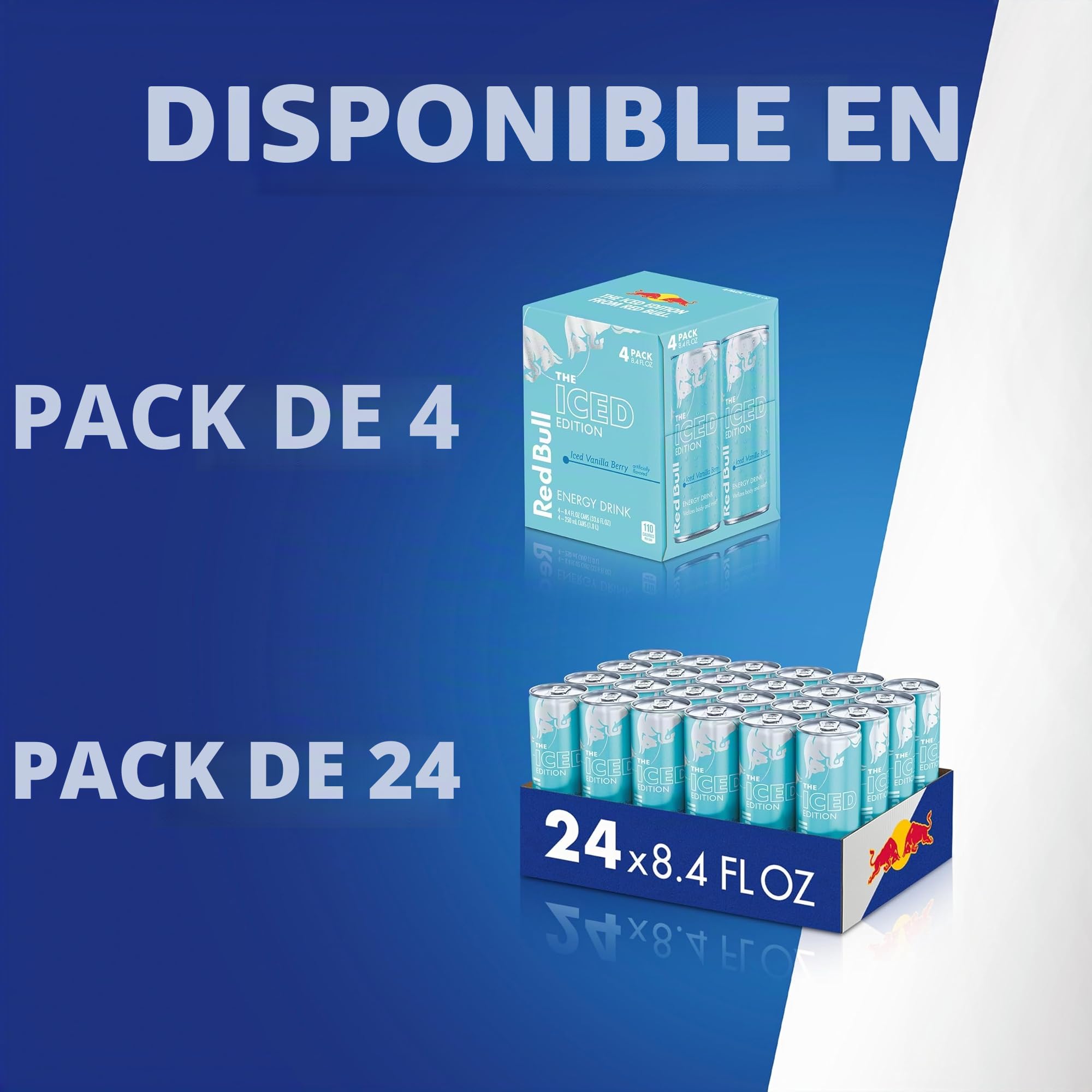 Red Bull Bebida energética Iced Vanilla Berry con 80 mg de cafeína más taurina y vitaminas B, 245 ml, paquete de 24 latas