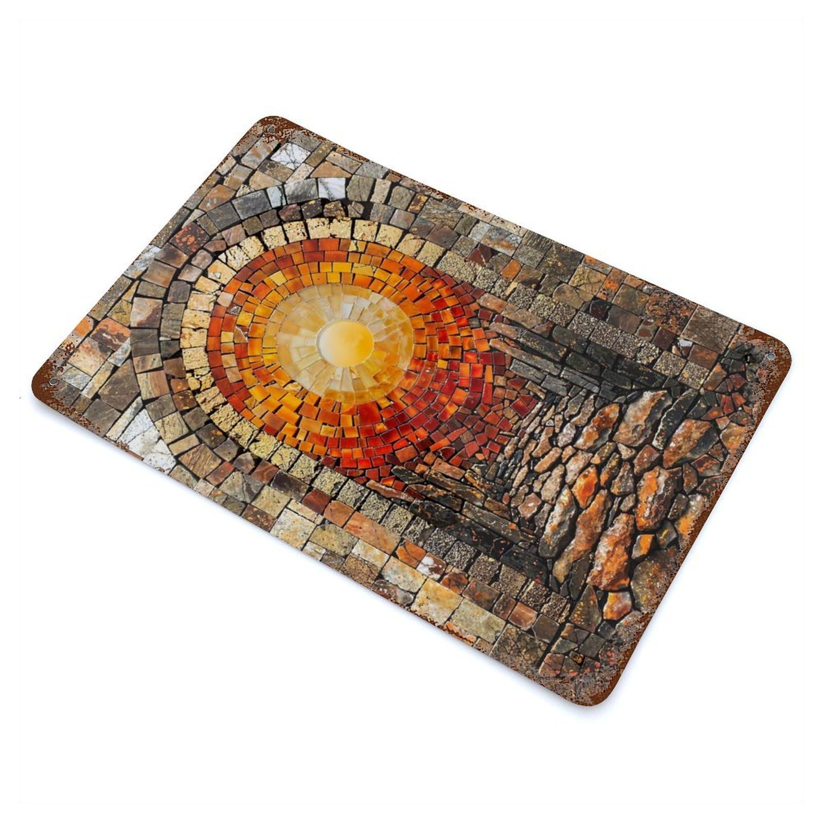Archway to The Sun Mosaic Rusty Metal Tin Sign 11.8"x7.9", for Shed, Workshop And Garage Wall Decor, Shabby Chic Decor