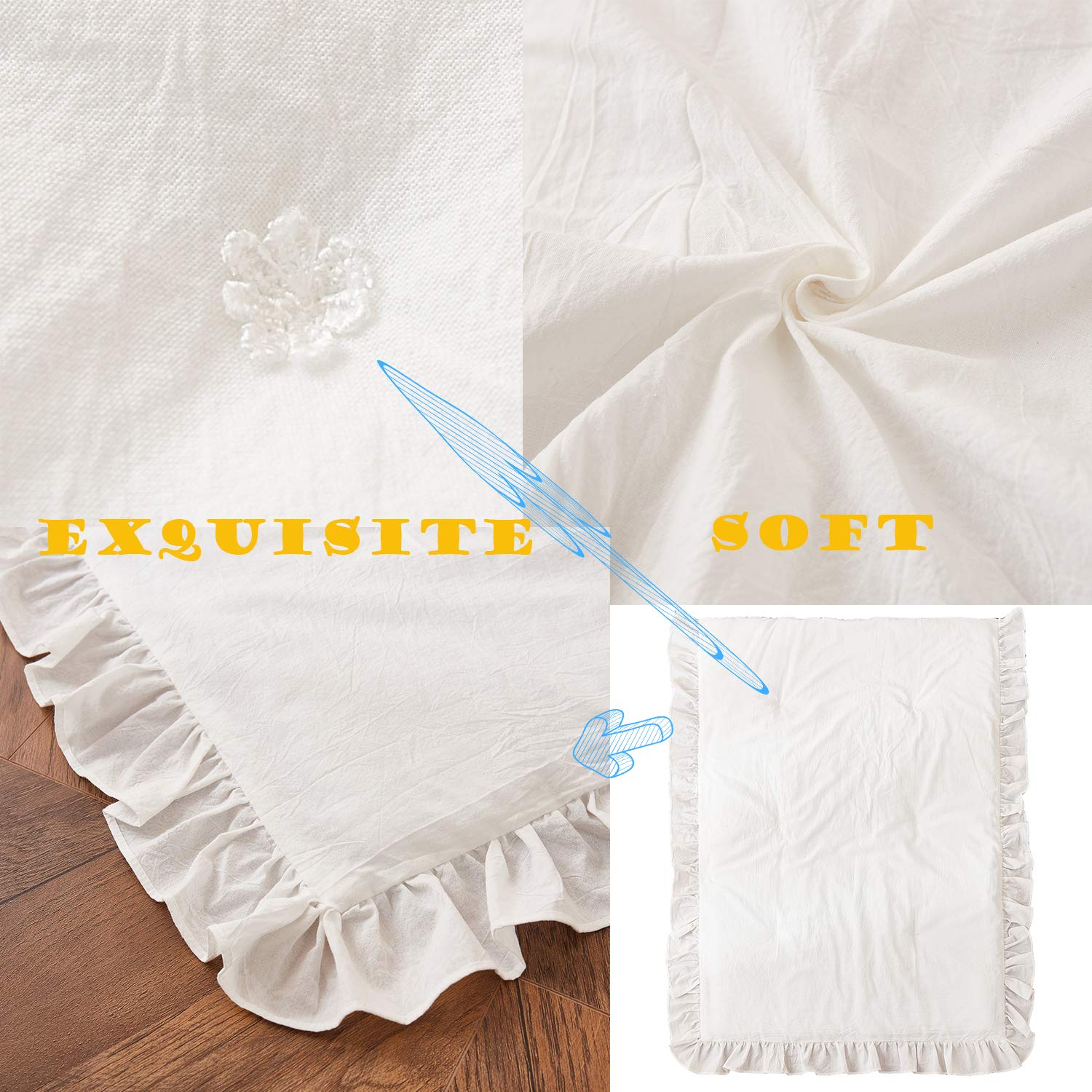 Brandream Juego de ropa de cama para cuna para niñas y niños, juego de 3 piezas, color blanco, edredón de bebé, sábana bajera ajustable, falda de cuna incluida