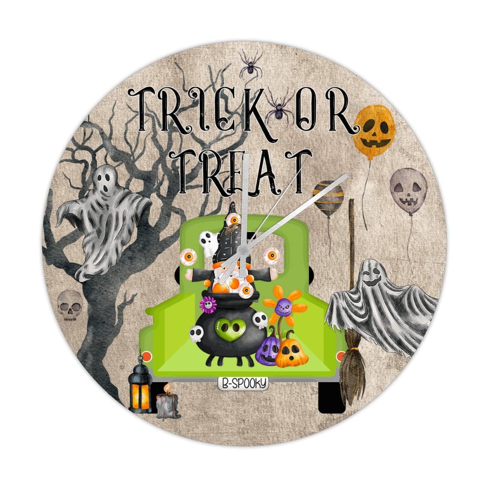 Horloge Halloween en bois rétro pour créer une ambiance automnale chaleureuse au salon