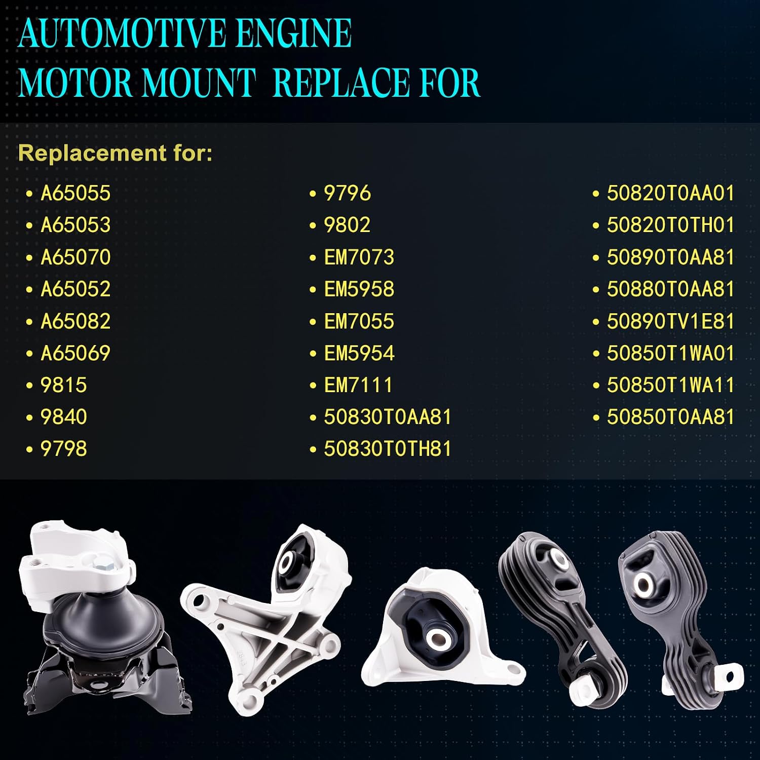 Set of 5 Engine Motor Mount Compatible with 2012-2014 CR-V 2.4L,Replace for A65055 A65053 A65070 A65052 A65082