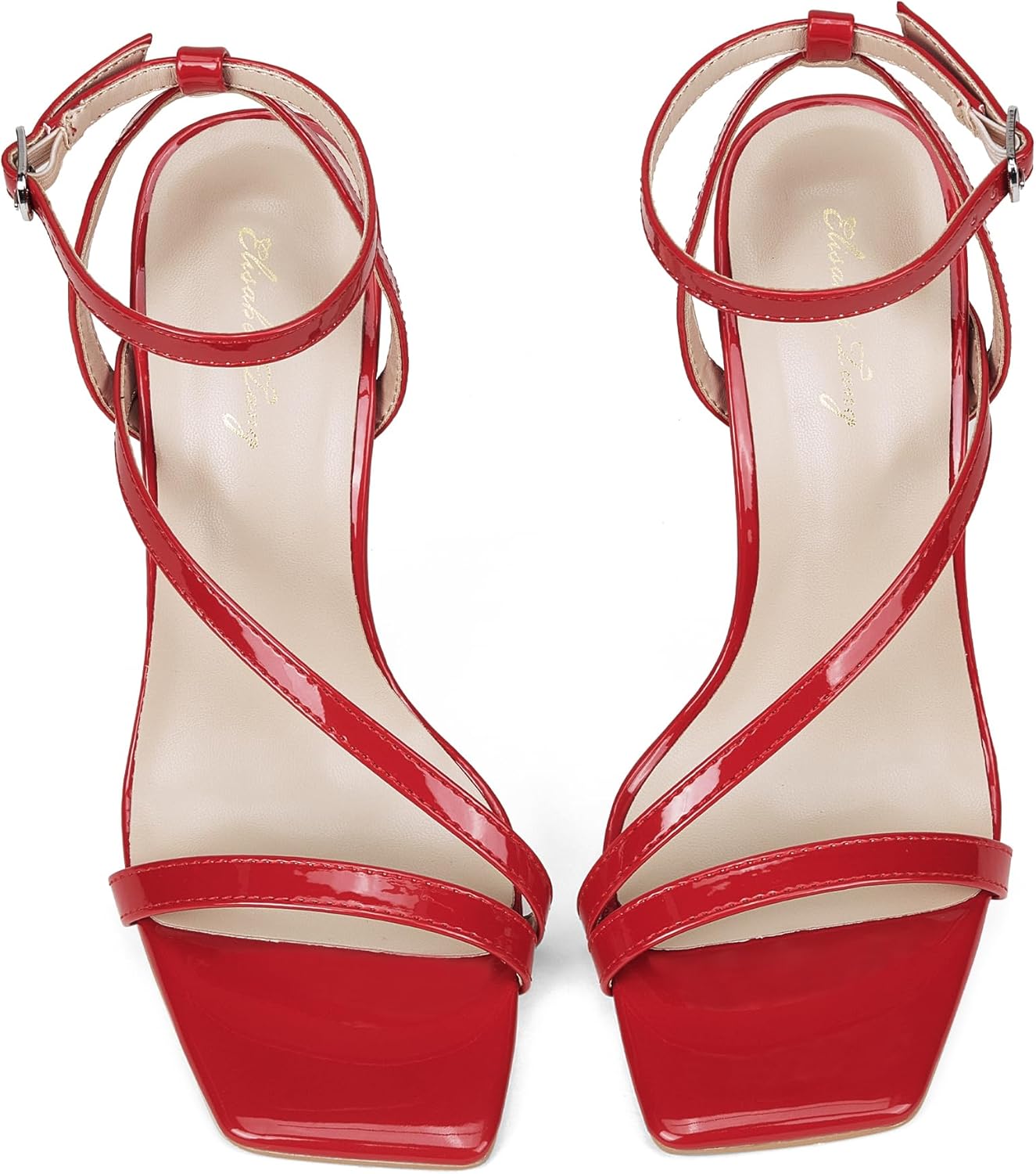 Elisabet Tang Women’s Crystal Stilettos Heeled Sandals, 4 Inch Square Open Toe Strappy Sexy High Heels Ankle Strap Buckle Heels for Party Wedding Dress Daily Wear Shoes - Image 5