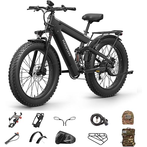 PUCKIPUPPY Electric Bike 1350W 28MPH, 48V 30Ah Battery 130 Miles Long Range Hunting Ebike with Hunting Pack, Removable Display Electric Bicycle for Adults, Longest-Range Cycling (Bulldog Pro)