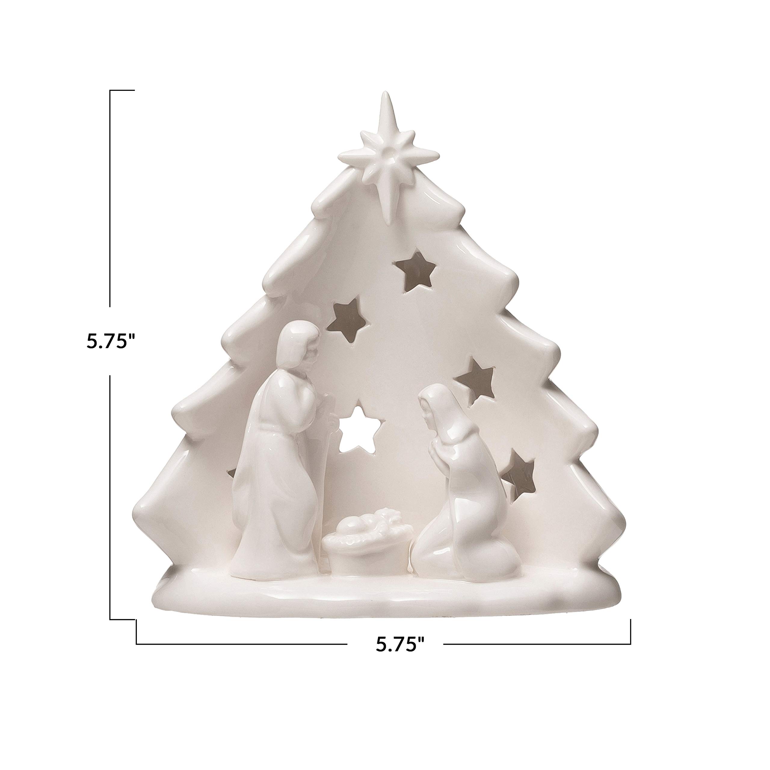 Creative Co-Op U x 10,16 cm G x 13,24 cm Y Ağaç ve Kesimli, Beyaz Figürler ve Heykelcikler, Çoklu Seramik