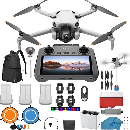 DJI Mini 4 Pro Drone FUN Bundle Plus con sistema Airdrop DJI RC 2 Control remoto de pantalla con 3 baterías, paquete de cámara de tiempo de vuelo de
