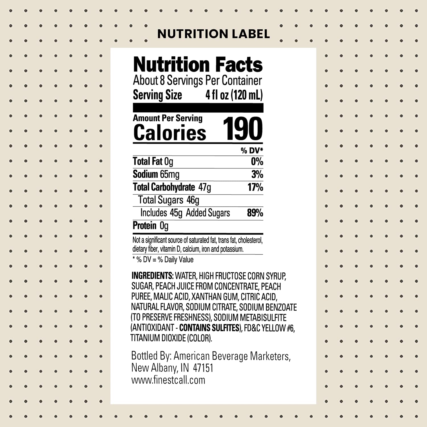 Finest Call Premium Peach Fruit Puree Drink Mix, 1 Liter Bottle (33.8 Fl Oz)