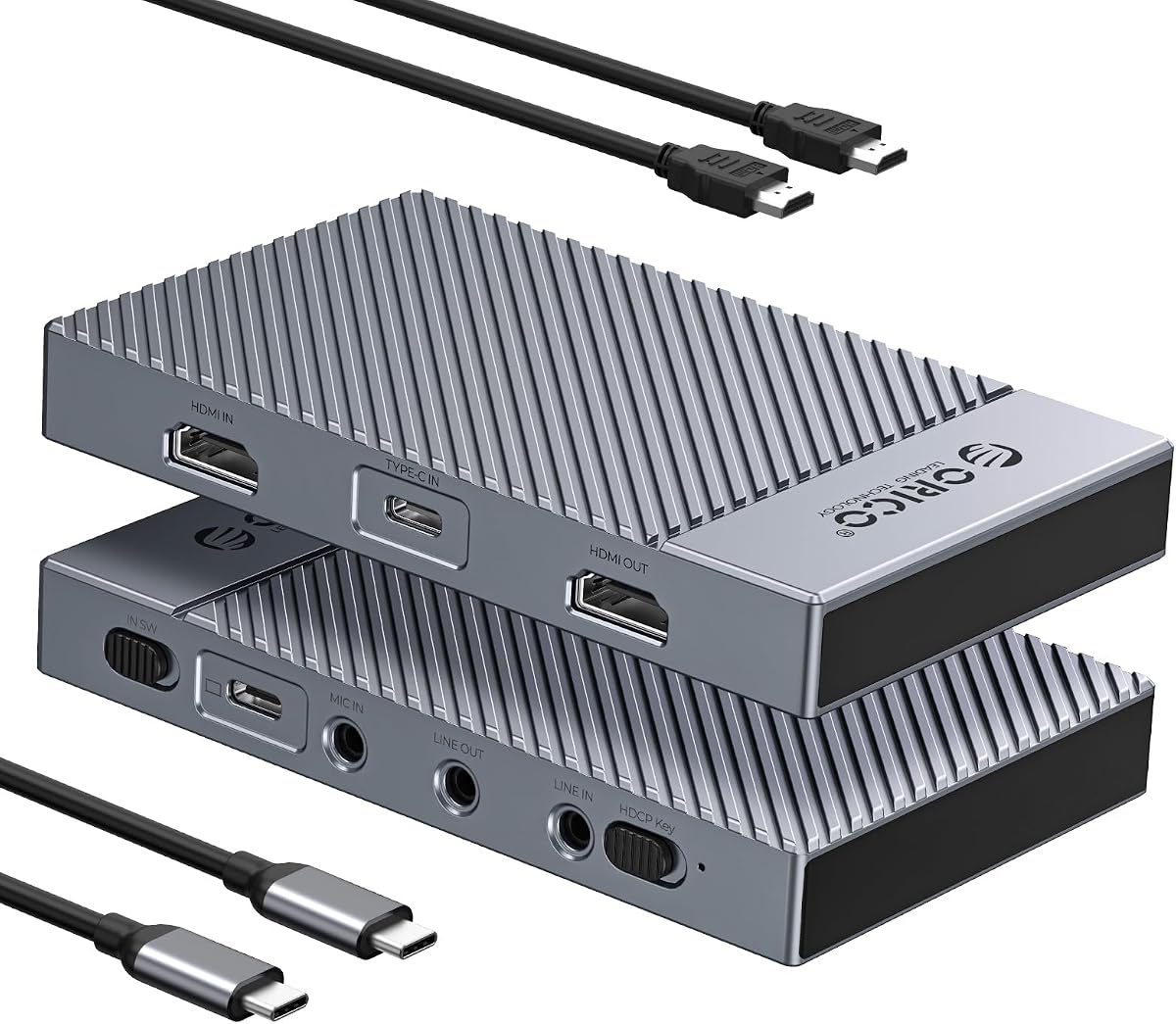 ORICO 4K USB Portable HDMI Capture Card with Dual 4K@60Hz Inputs, Compatible with PS5/Xbox/Switch/OBS and More, for Streaming & Recording Gaming, Works on Laptop, PC, Mac, iPad