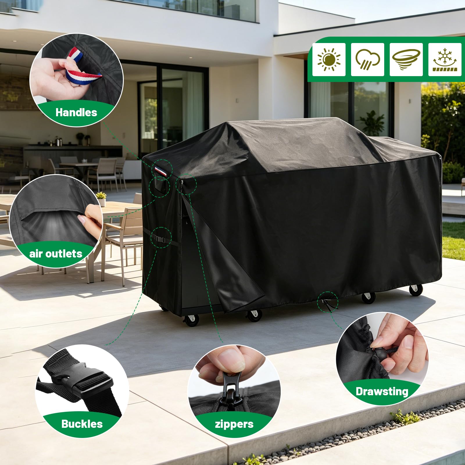 Cubierta impermeable de 72 pulgadas para parrilla al aire libre, cubierta de isla de barbacoa resistente para cocinas GE 72 pulgadas de largo x 28 pulgadas de ancho x 46 pulgadas de alto, protección