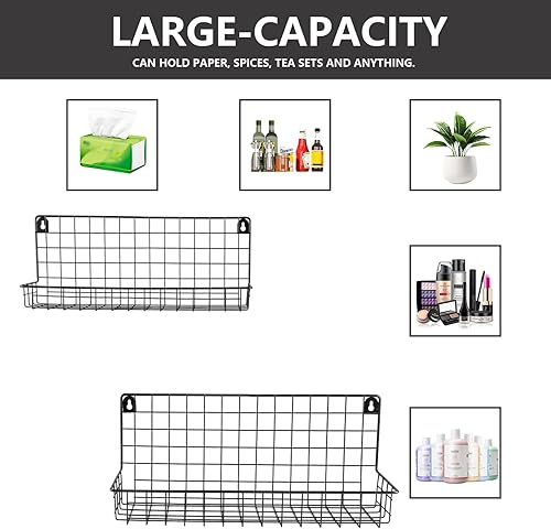 Miniatura 5 de 2 cestas colgantes de alambre de pared, estante organizador de estante de ducha, estante montado en la pared para cocina, baño, organizadores de