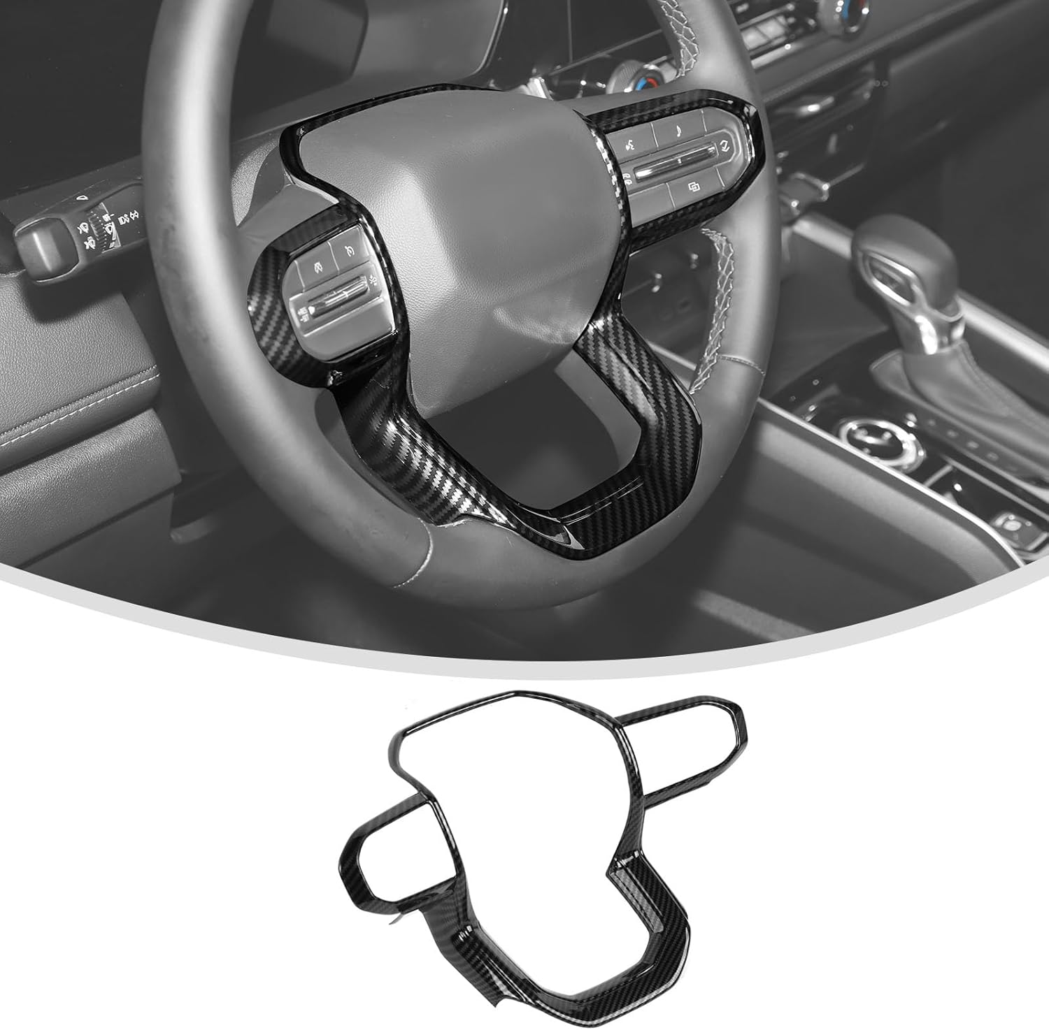 Linskip Steering Wheel Trim Compatible with 2023 2024 2025 2026+ Chevy Colorado & GMC Canyon Acadia Terrain, Steering Wheel Cover for Colorado Interior Accessories Carbon Fiber Black