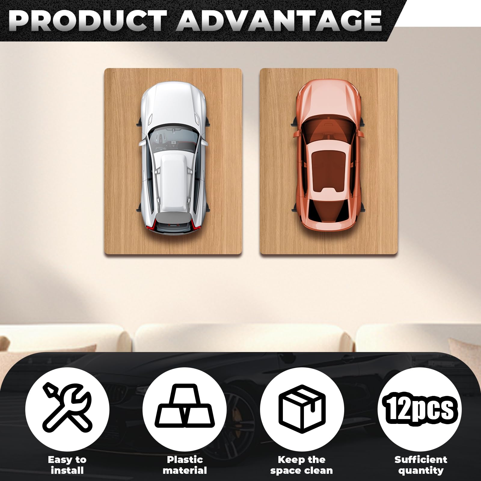 QINGLANG 12Pcs Car Display Wall Mount Stable Toy Car Holder Vertical Cars Display Bracket Cars Stand Shelf Compatible with Speed Champion for Car Enthusiasts Collection - Image 2