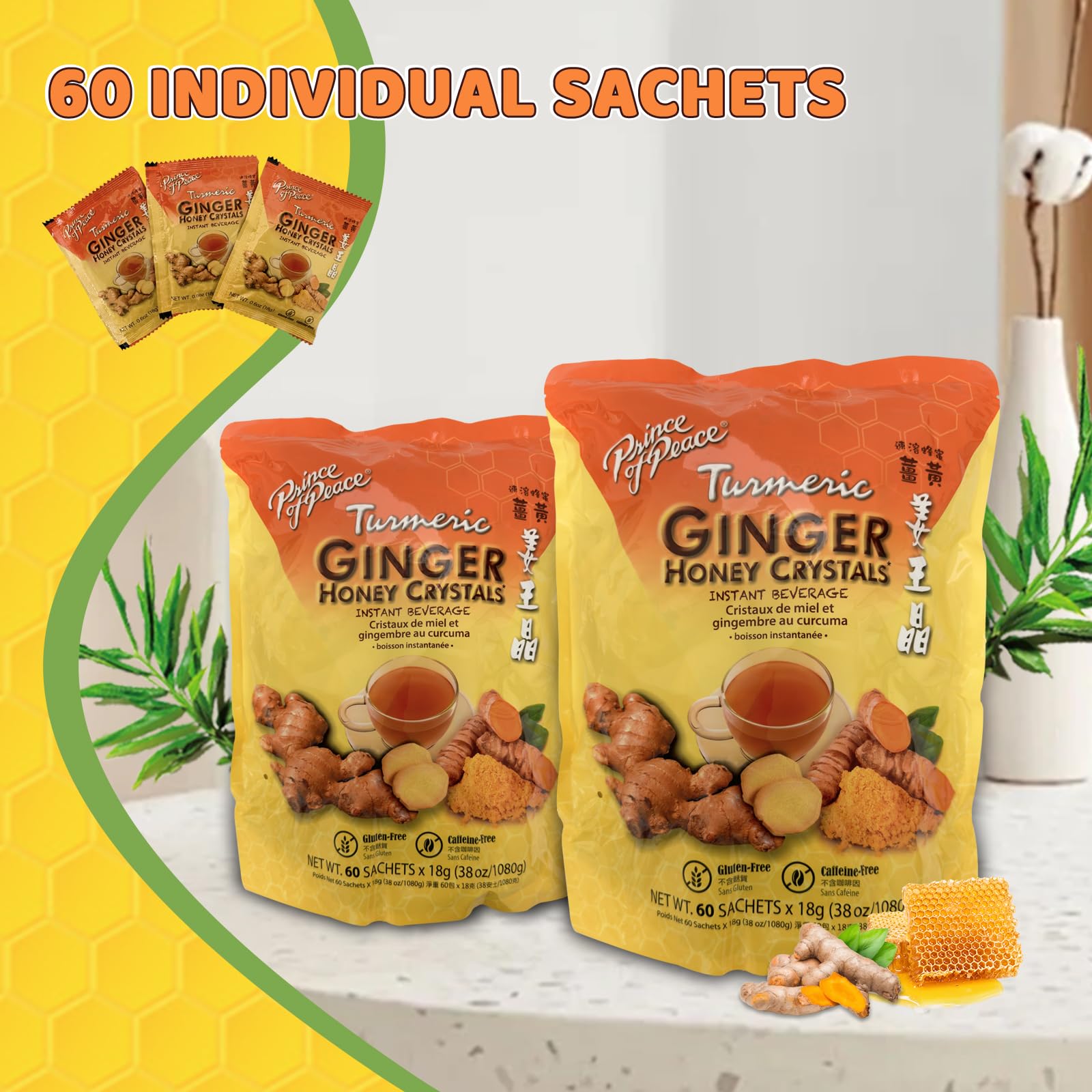 Ginger Lemon Tea Instant Ginger Honey Crystals Family Value Pack