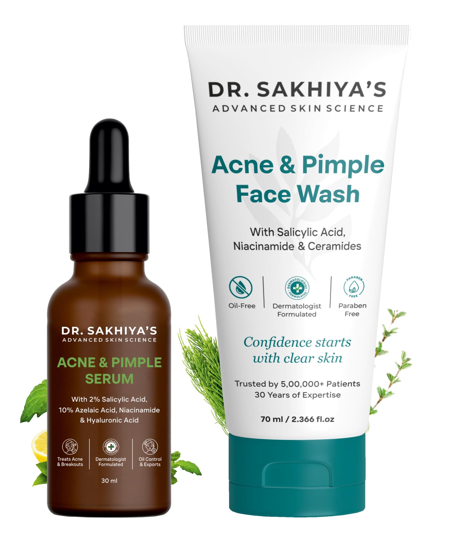 Anti Acne Pimple Clenser and Serum Combo 2% Salicylic Acid Face Serum (30ml) And Face Cleanser With 2% Salicylic Acid And 5% Niacinamide (100ml) Daily Use All Skin Type